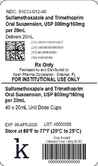 Sulfamethoxazole and Trimethoprim 800mg/160mg per 20mL Carton Label - Sulfa Trim   SMX 20 mL Carton Label